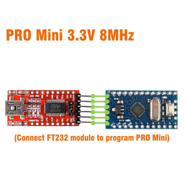 Tarjeta de Desarrollo Pro Mini 3.3V 8Mhz compatible con Arduino