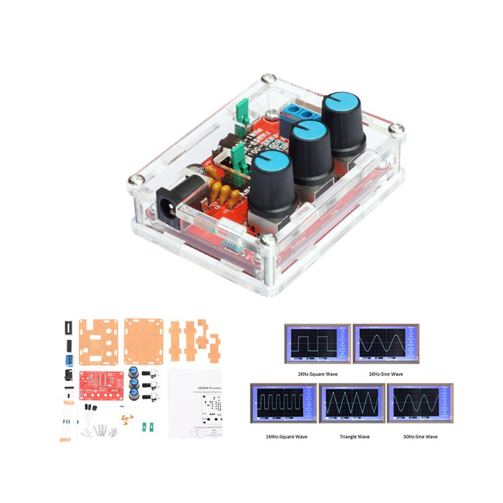 Generador de funciones XR2206 armado con fuente de energia 9V 2A