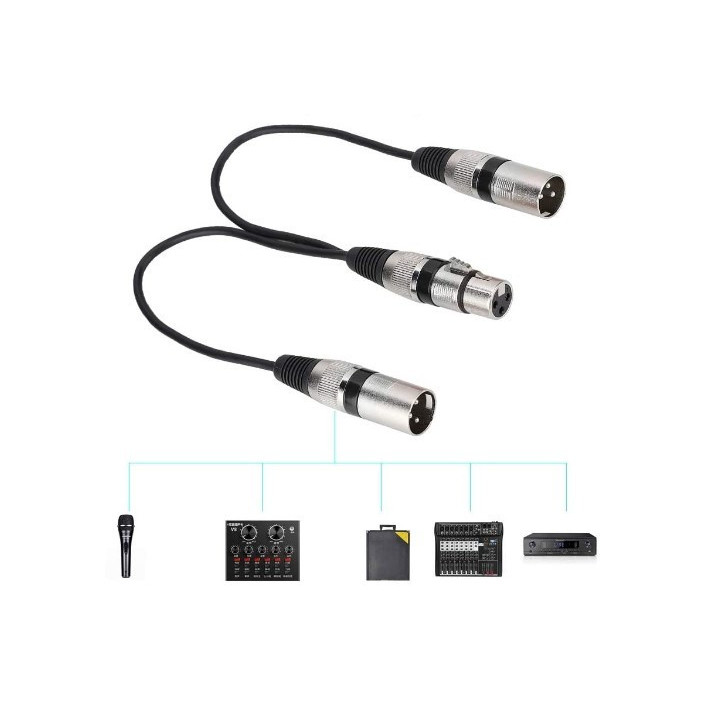Separador de Audio XLR Hembra a XLR Macho Dual