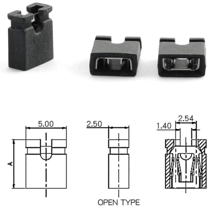 Mini Jumpers 2.54mm 2 pin (Set de 10)
