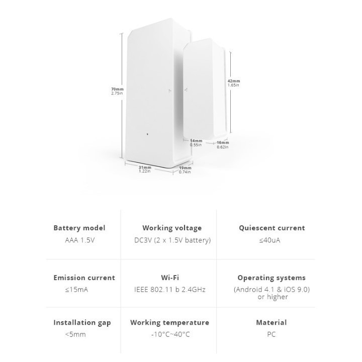 Sensor para puertas y ventanas inteligente Wifi  Sonoff DW2