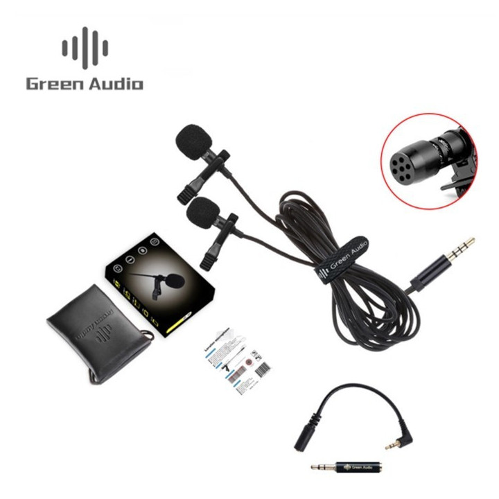 Mini micrófono doble lavalier para celular Green Audio GAM-16D