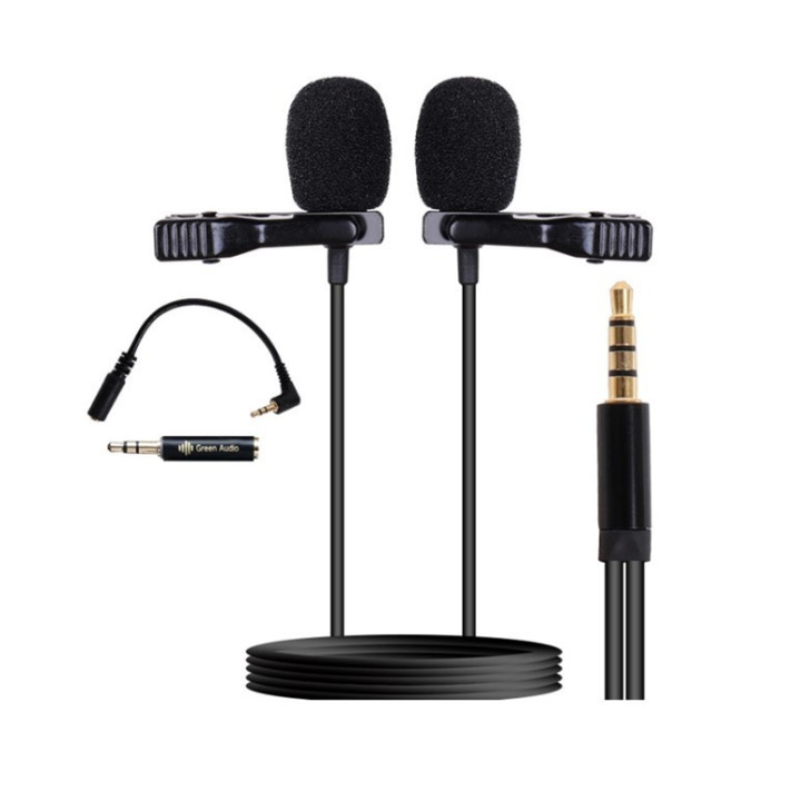 Mini micrófono doble lavalier para celular Green Audio GAM-16D