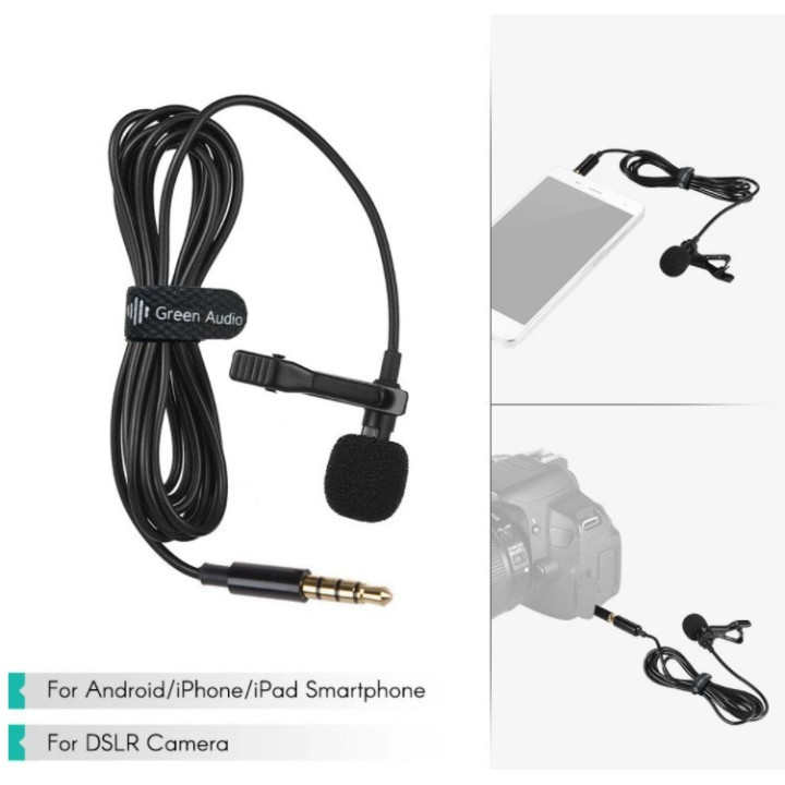 Mini micrófono Lavalier para celular con extensión de 2m Green Audio GAM-141L