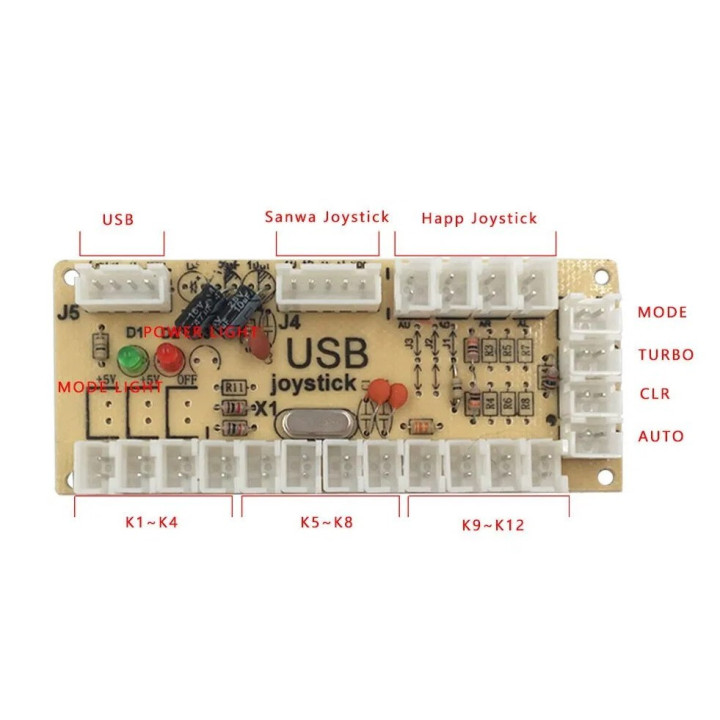 Placa codificadora USB para control arcade