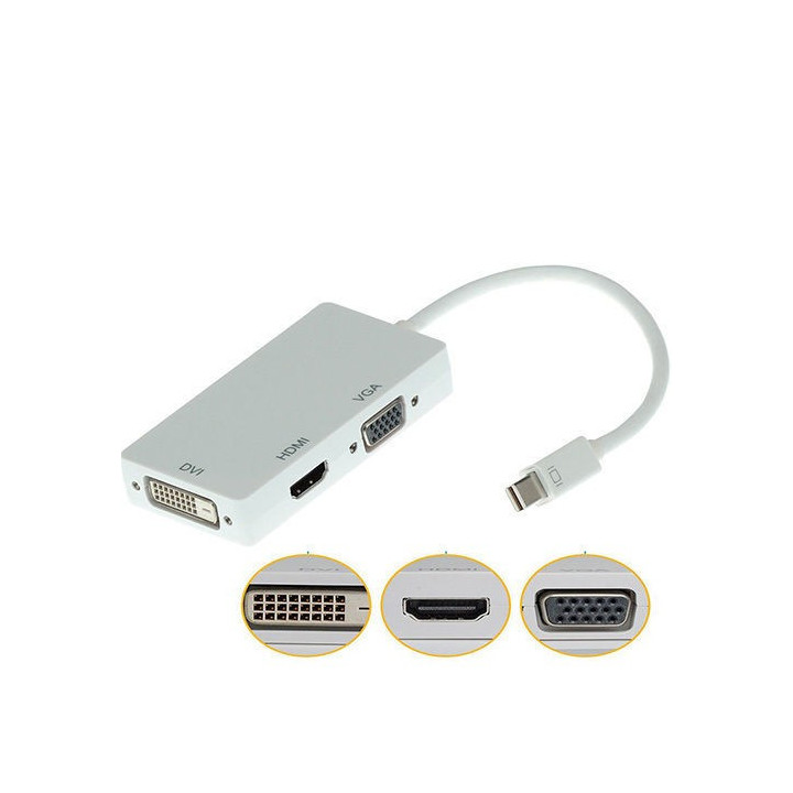 Convertidor  3 en 1 mini Display a HDMI-VGA-DVI
