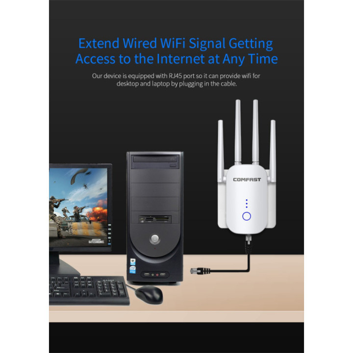 Amplificador y repetidor wifi dualband Comfast 2.4 / 5.8GHZ 1200mbps CF-WR758AC