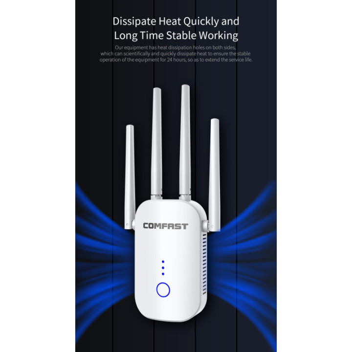 Amplificador y repetidor wifi dualband Comfast 2.4 / 5.8GHZ 1200mbps CF-WR758AC