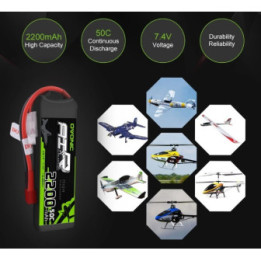 Batería tipo LiPo 7.4V 2200mAh 50C 2S OVONIC