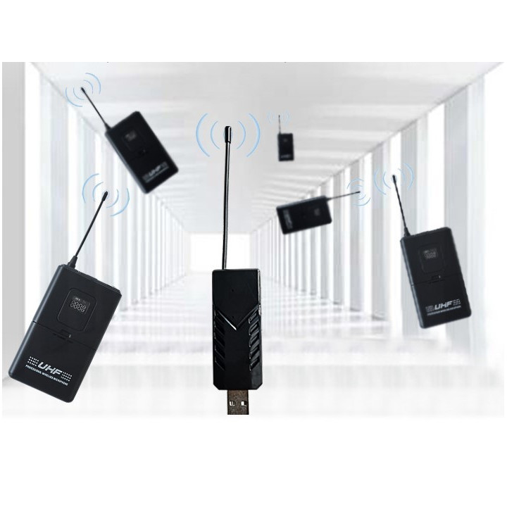 Micrófonos Inálambricos U-202 UHF con 1 Receptor USB y 2 Transmisores