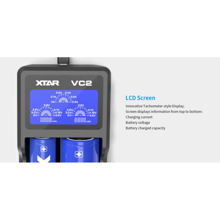 Cargador de Baterías Xtar VC2 2 Espacios