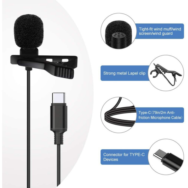 Mini Micrófono Lavalier para Celular Tipo USB-C
