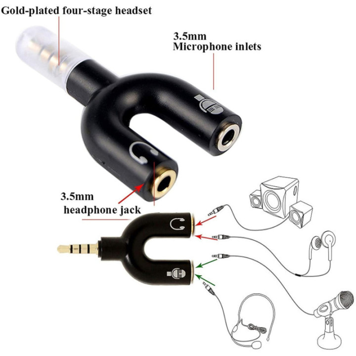Separador de micrófono y audífono tipo U para celular