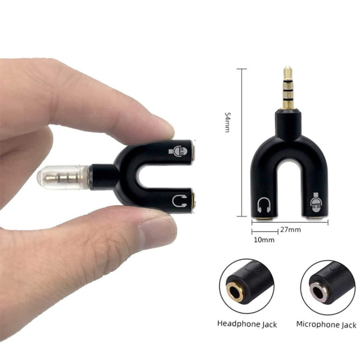 Separador de micrófono y audífono tipo U para celular
