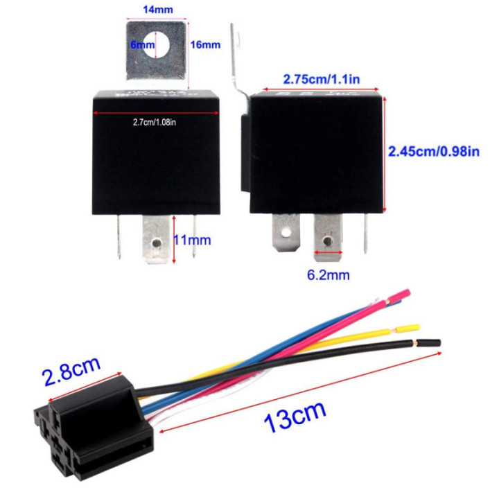 Relé 12V 40A con Zocalo 5 pines