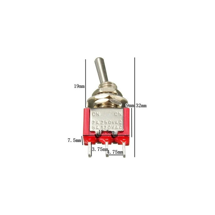Interruptor de palanca On - Off - On (mini Switch 3 posiciones) 3 pines MTS-102