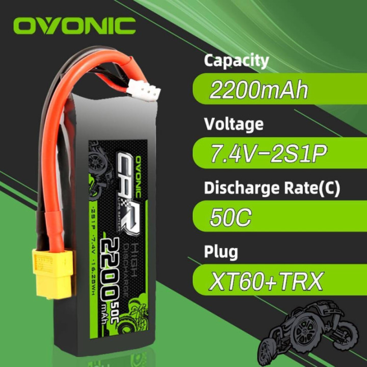 Batería tipo LiPo 7.4V 2200mAh 50C 2S OVONIC
