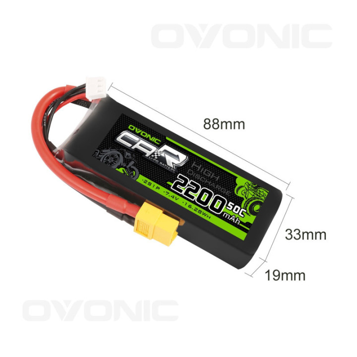 Batería tipo LiPo 7.4V 2200mAh 50C 2S OVONIC