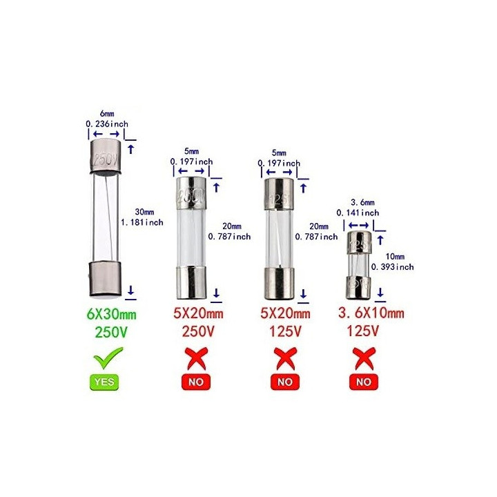 Fusible de Vidrio 0.5-20A 250V 6x30mm