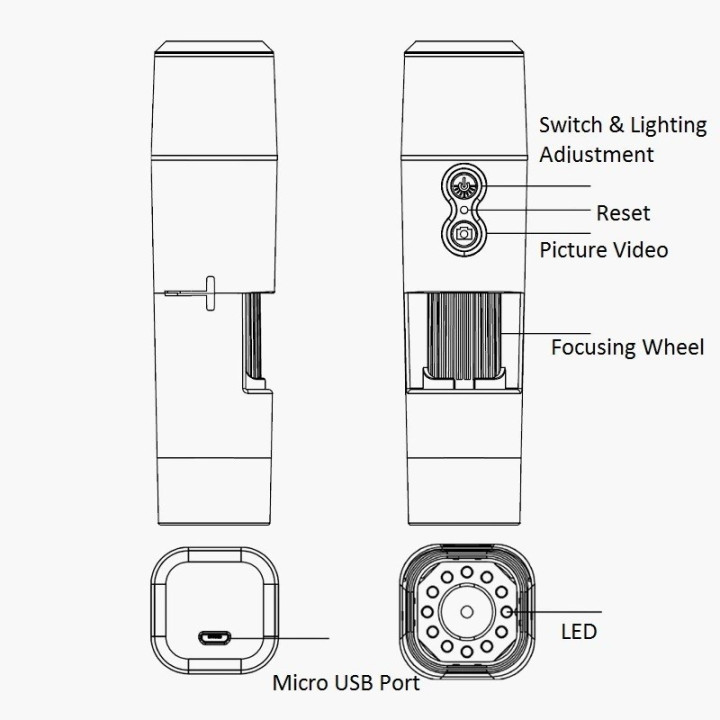 Microscopio Digital Inalambrico WIFI USB 5MP 600X