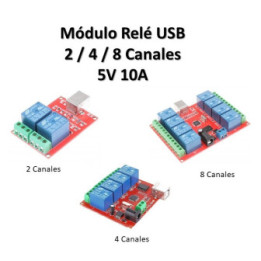 Modulo Rele USB 5V 10A 2 - 8 Canales