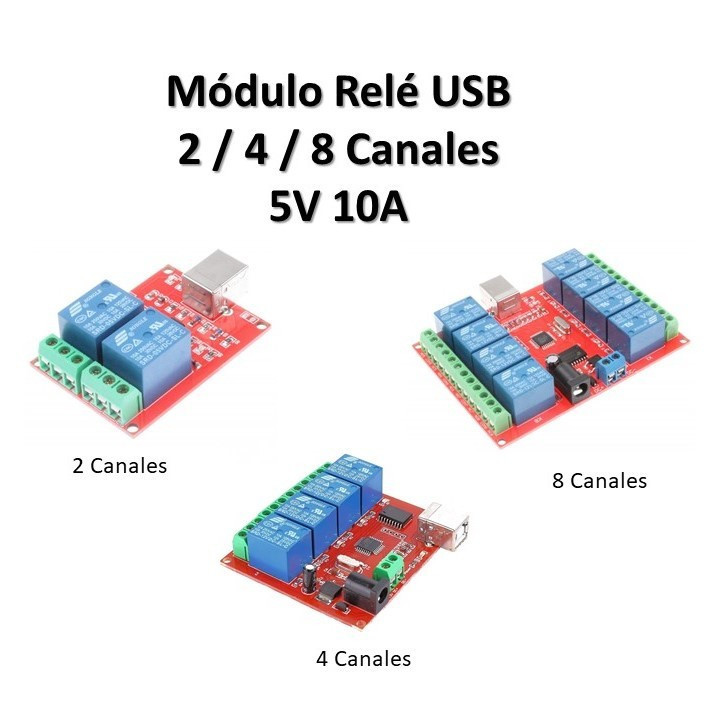Modulo Rele USB 5V 10A 2 - 8 Canales