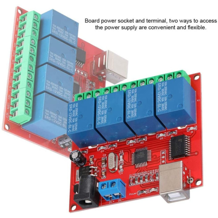 Modulo Rele USB 12V 10A 4 - 8 Canales