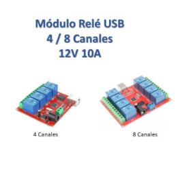 Modulo Rele USB 12V 10A 4 - 8 Canales