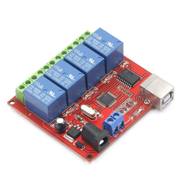Modulo Rele USB 24V 10A 4 Canales