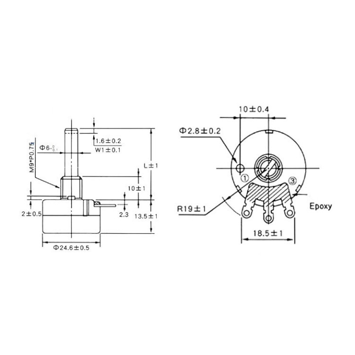 Potenciometro de Carbon RV24YN20S 1K-1M