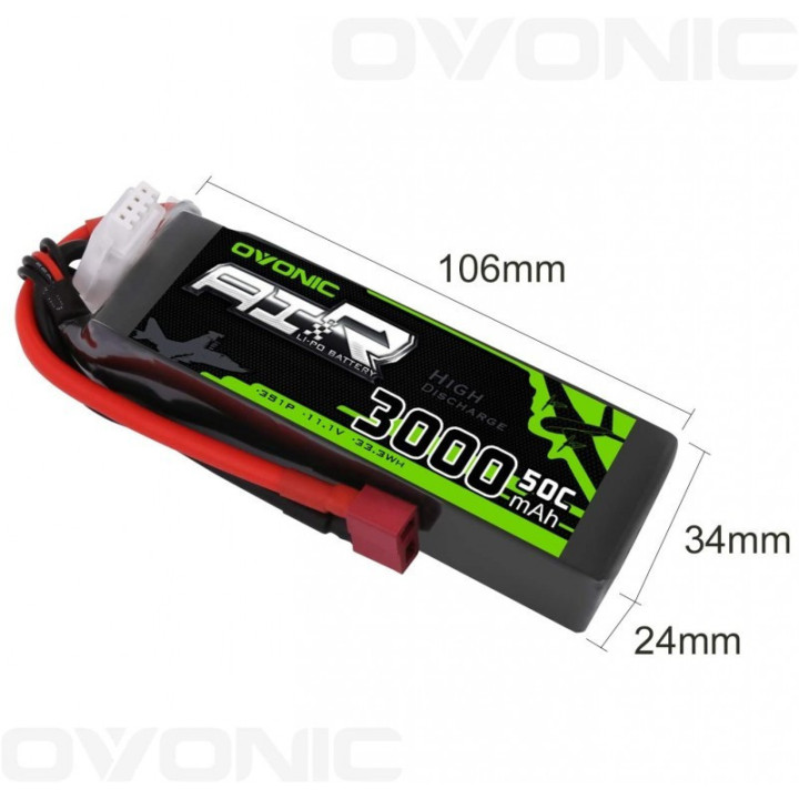 Bateria Tipo LiPo recargable 11.1V 35C/50C 3S OVONIC
