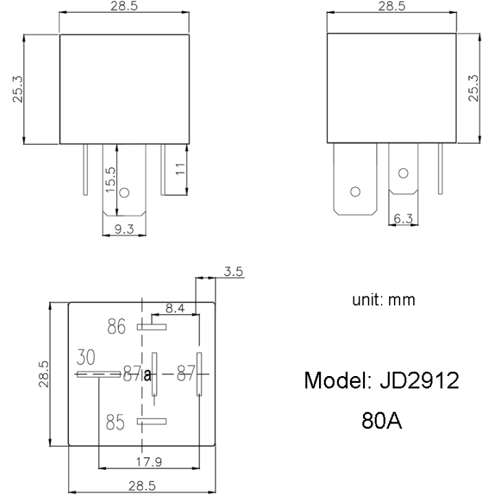 Rele 24VDC 80A con Zocalo JD2912-1H