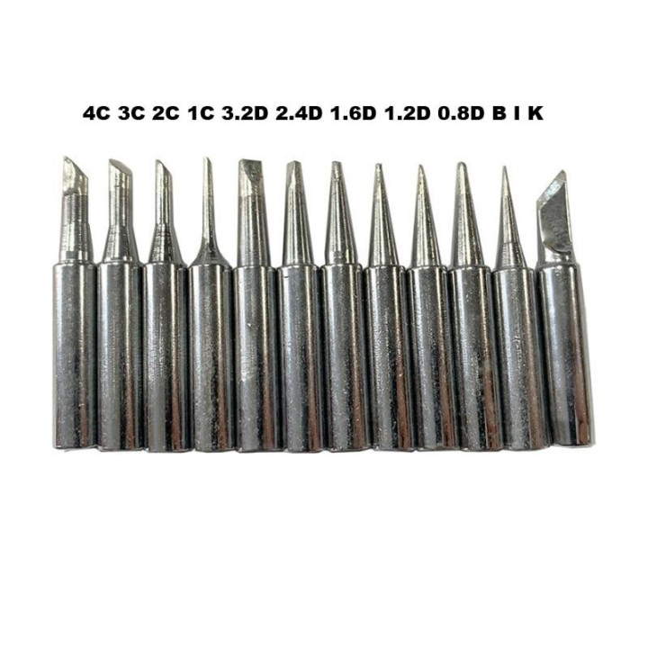 Puntas para Cautín 900M-T con Adaptador y Calentador 12 PCS