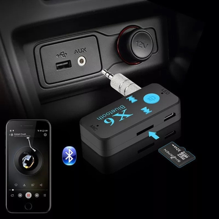 Adaptador Bluetooth Auxiliar 3.5mm X6 con Lector TF