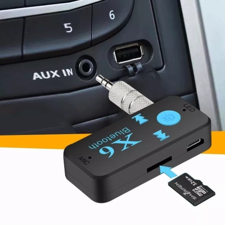 Adaptador Bluetooth Auxiliar 3.5mm X6 con Lector TF