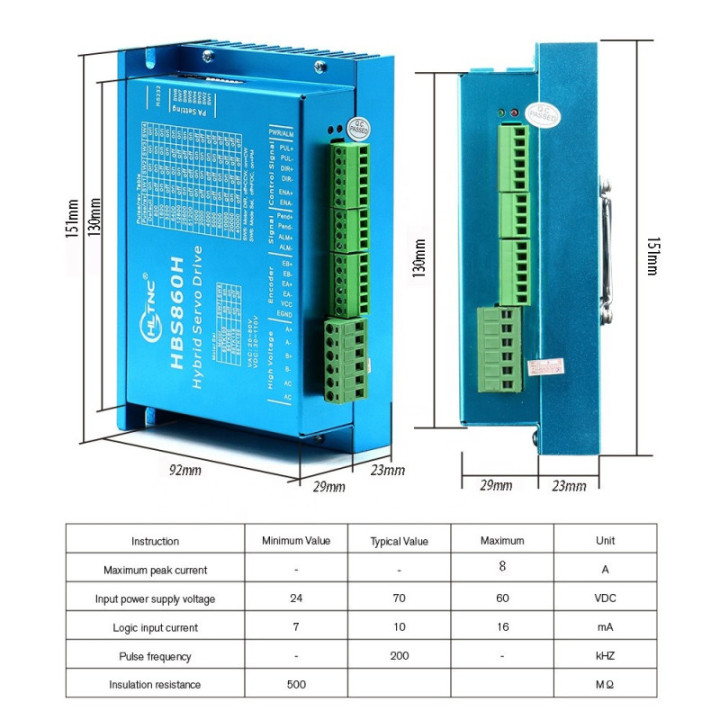Controlador de Motor DC Paso a Paso Nema 34 HBS860H 30-100VDC 2 Fases