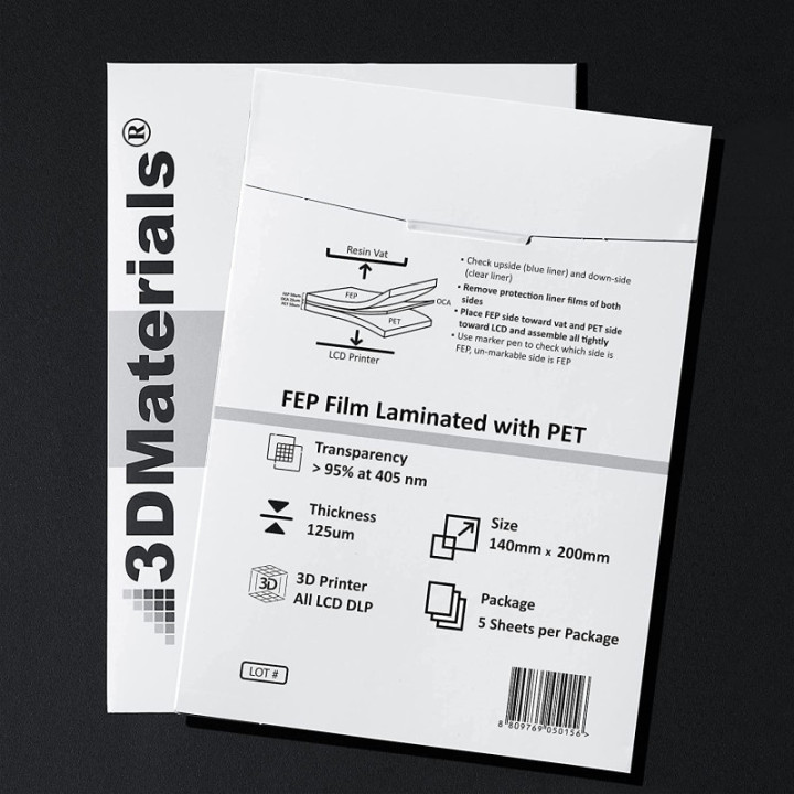 Hojas Laminadas con Pelicula FEP para Impresora 3D de Resina ANYCUBIC 140 x 200mm