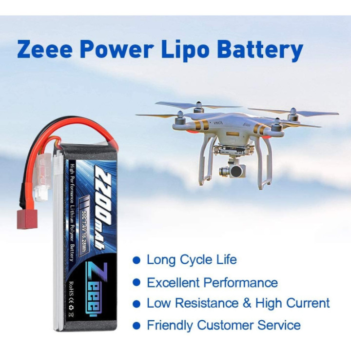 Bateria Tipo Lipo recargable Zeee 7.4V 2S 2200 MAH 50C