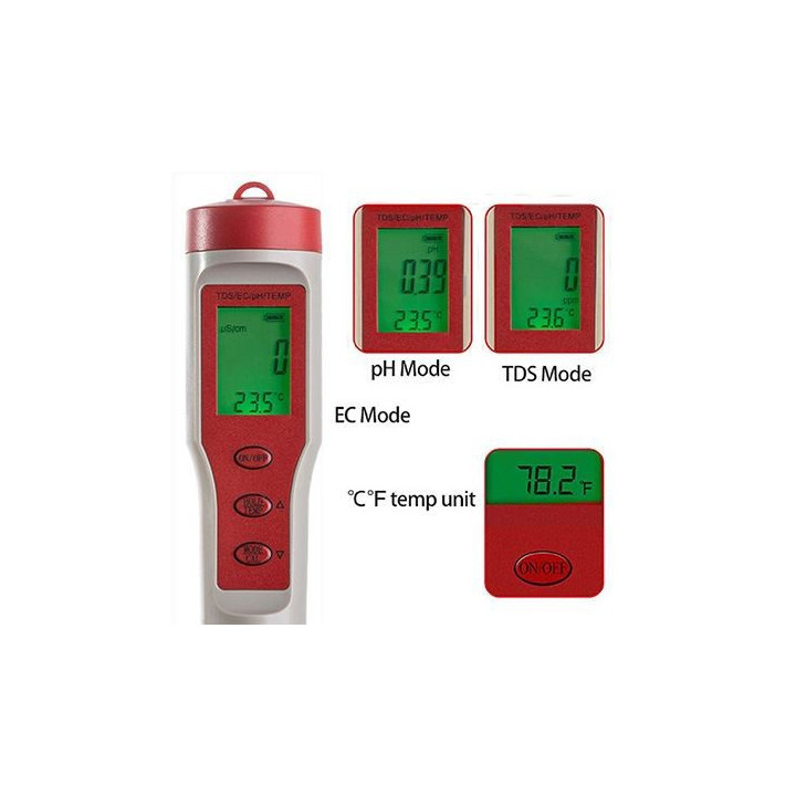 Medidor Digital de PH/EC/TDS/Temperatura 4 en 1 EZ-9908