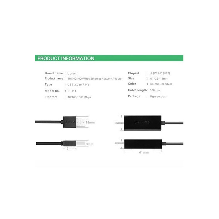 Adaptador de Red USB 2.0 a RJ45 100Mbps UGREEN