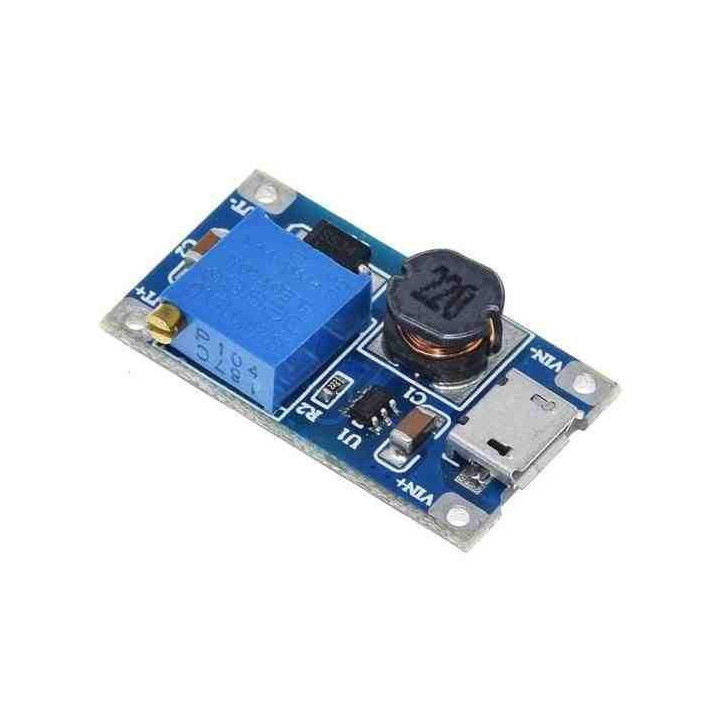 Estabilizador / Regulador Ascendente  de voltaje DC-DC MT3608 Micro USB 2V-24V a 5V-28V 2A