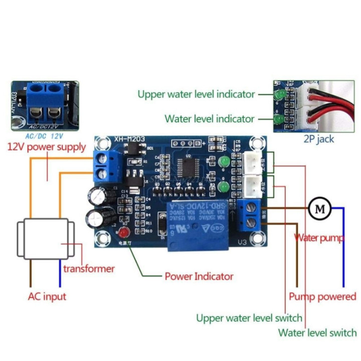 Modulo de Control de Nivel de Agua AC/DC XH-M203 12V 10A
