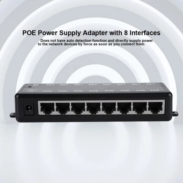 Adaptador HUB POE Pasivo RJ45 8 Puertos 12-48VDC