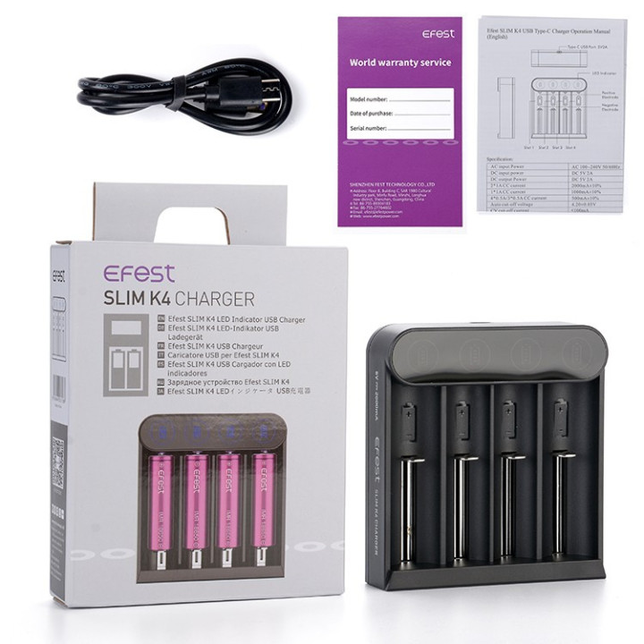 Cargador de Baterias EFEST SLIM K4 4 Espacios