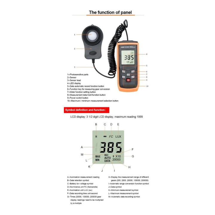 Luxometro 1010D Medidor de intensidad de luz VICTOR