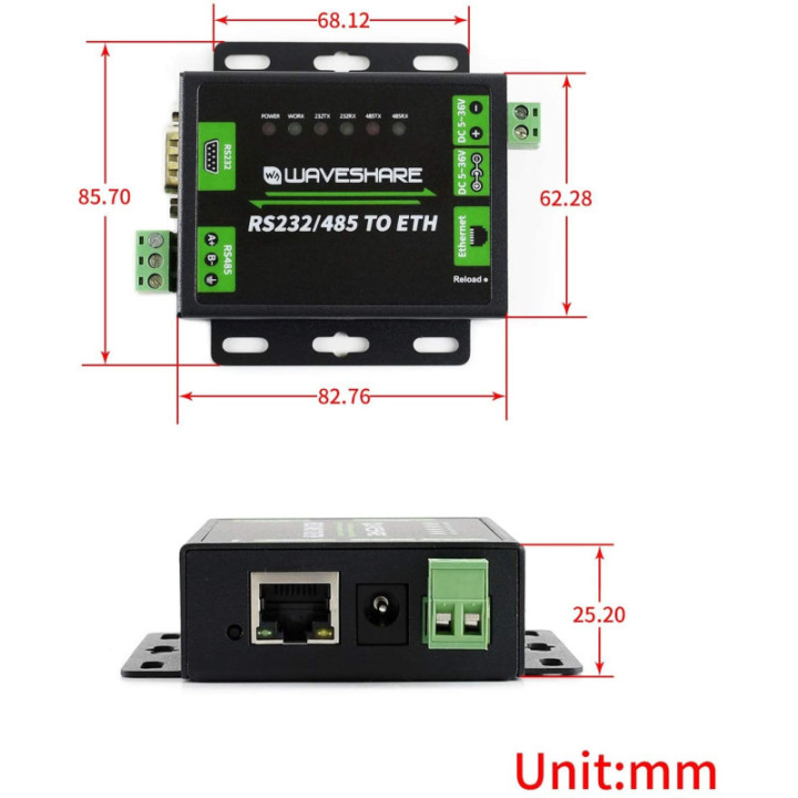 Convertidor de RS232/RS485 a Ethernet