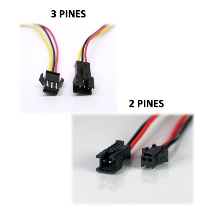 Terminales JST Hembra - Macho 2-3 Pines (2 pares) 24AWG
