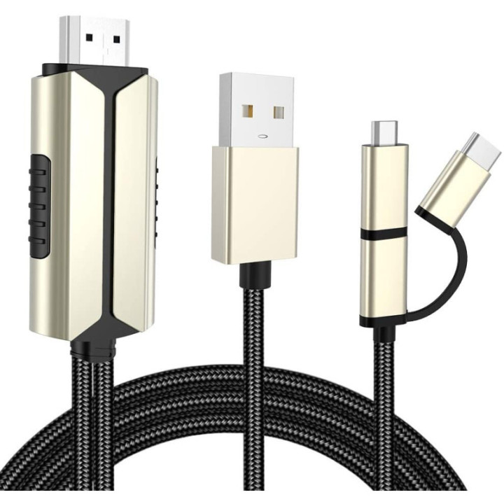 Adaptador USB-C/ Lightning/ MicroUSB a HDMI para Android/ IOS