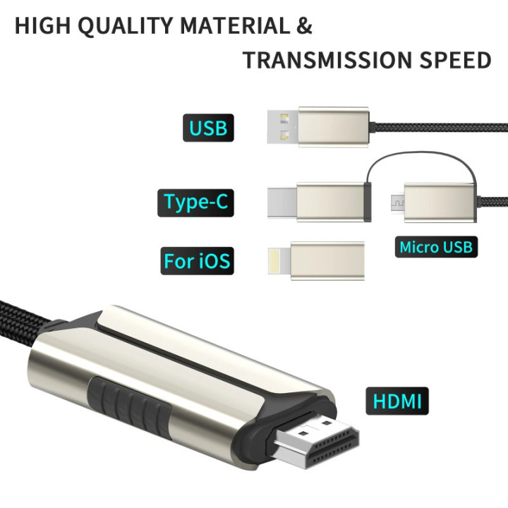 Adaptador USB-C/ Lightning/ MicroUSB a HDMI para Android/ IOS