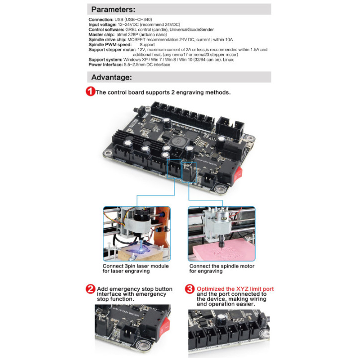 Tarjeta Madre GRBL 1.1f 3 Ejes para CNC